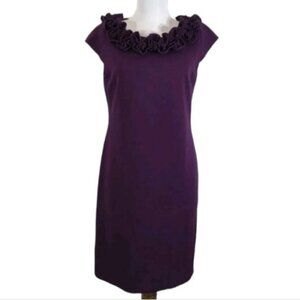 Purple Shift Dress Taylor Cap Sleeves Ruffle Neck Women's WOMAN'S Size 2